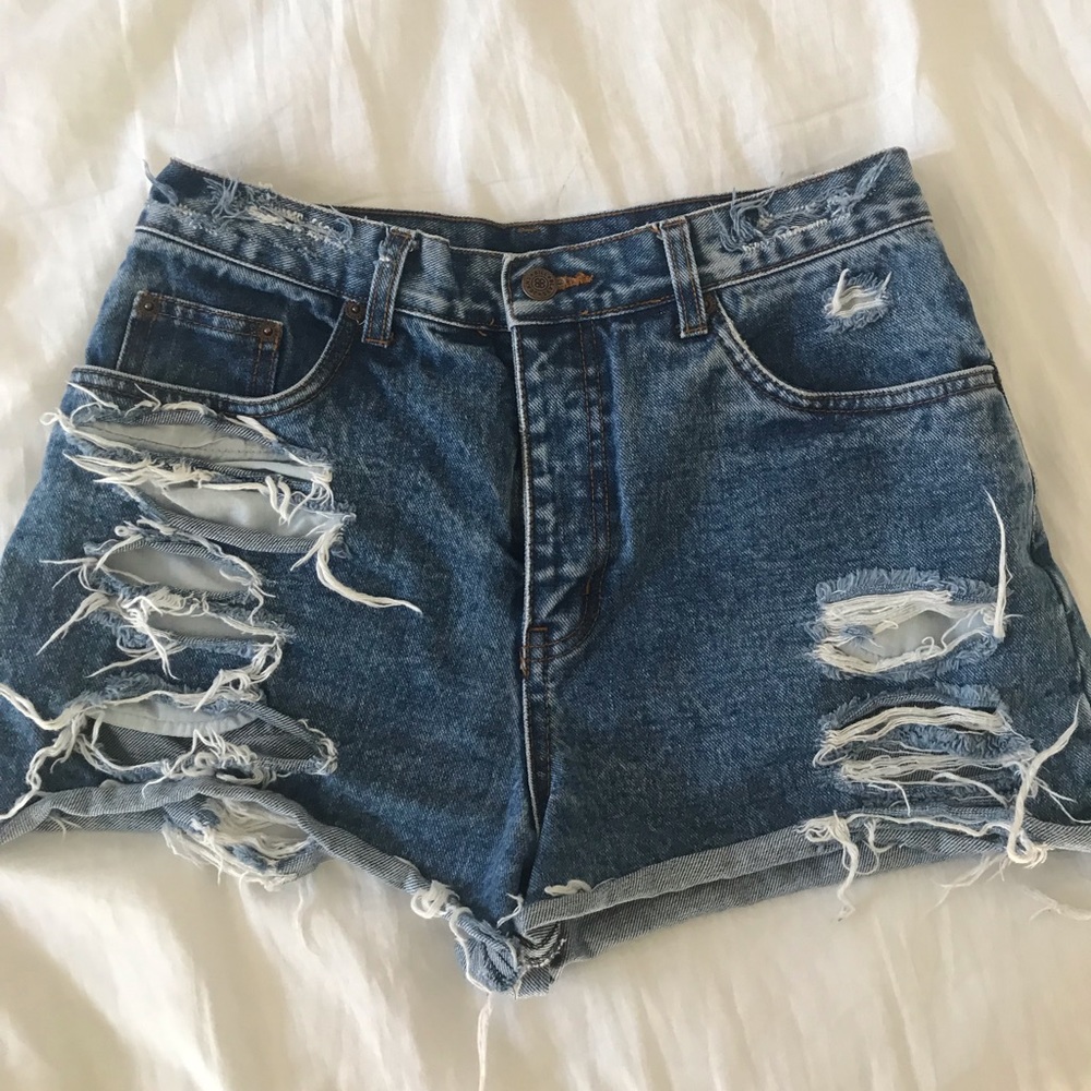 Vintage distressed denim shorts